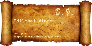 Décsei Vince névjegykártya