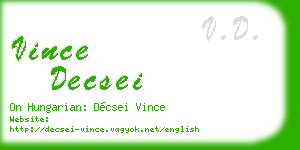 vince decsei business card