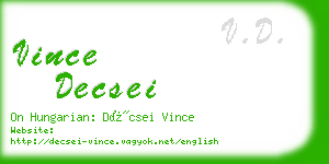 vince decsei business card